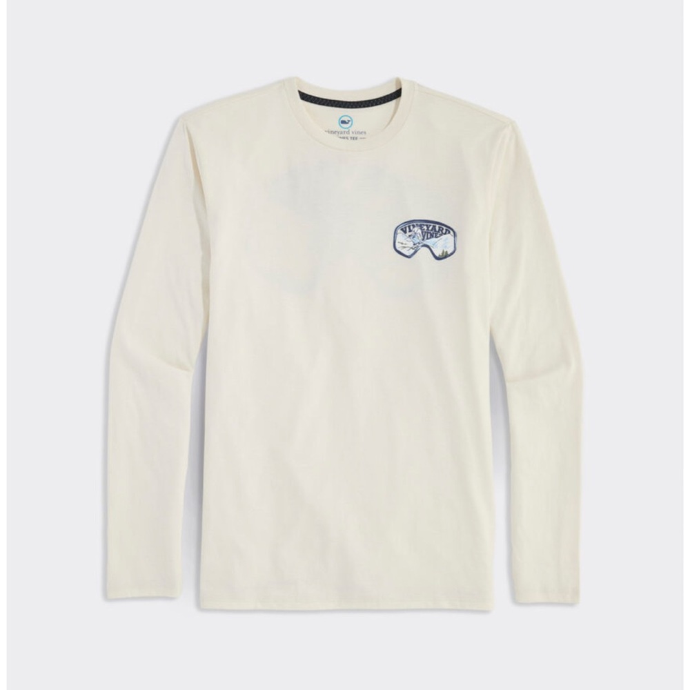 New Vineyard Vines Men’s Ski Goggles Scene Long Sleeve Dunes Tee, Size L